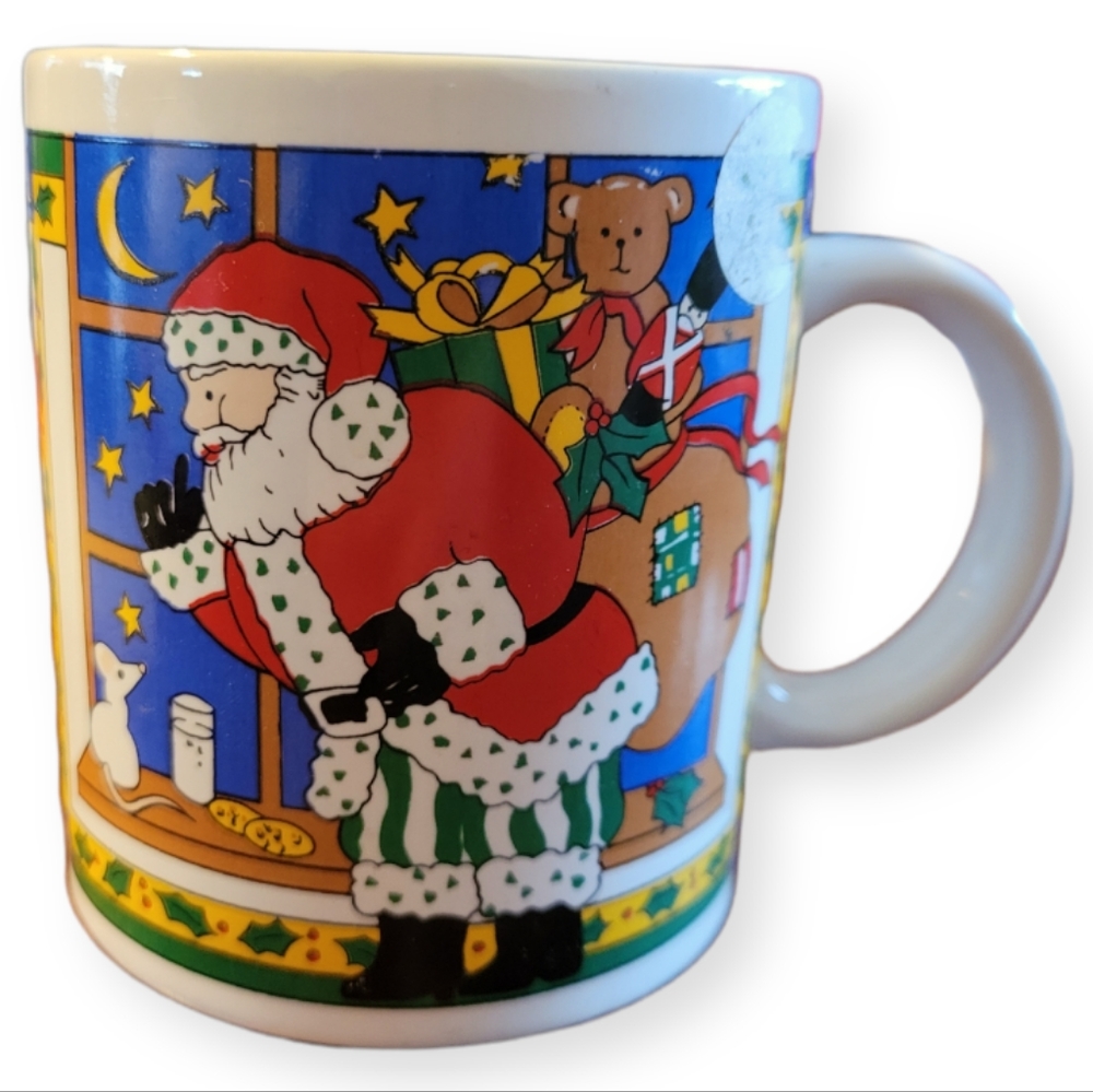 Vtg Mug Cup Coffee Tea Cider Hot Chocolate Santa Teddy Bear Christmas Gibson